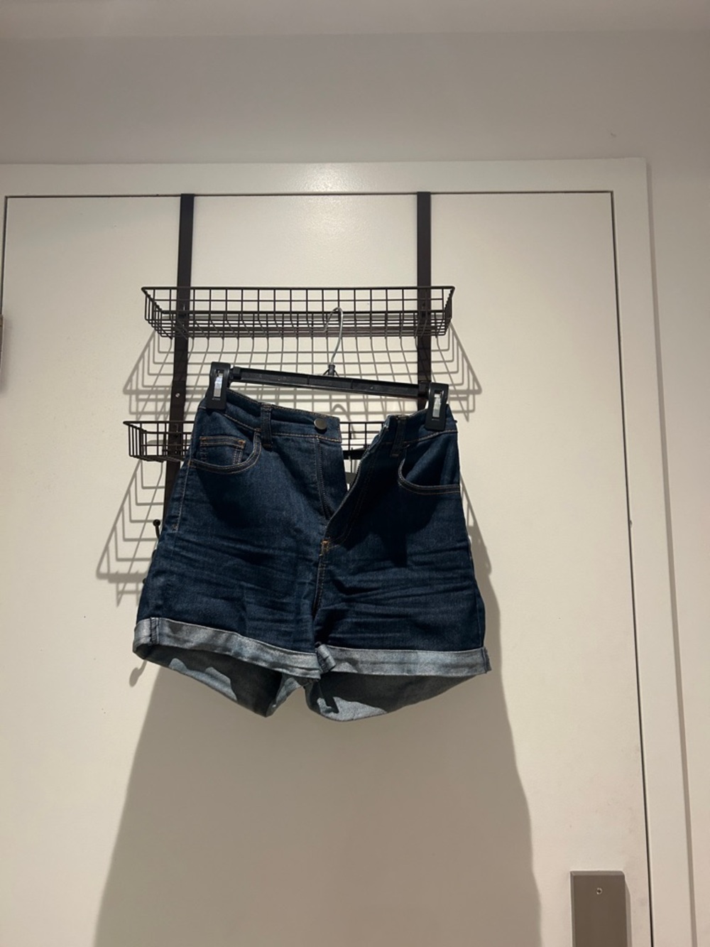 Vero Moda Dark Blue Rolled-Hem Denim Shorts